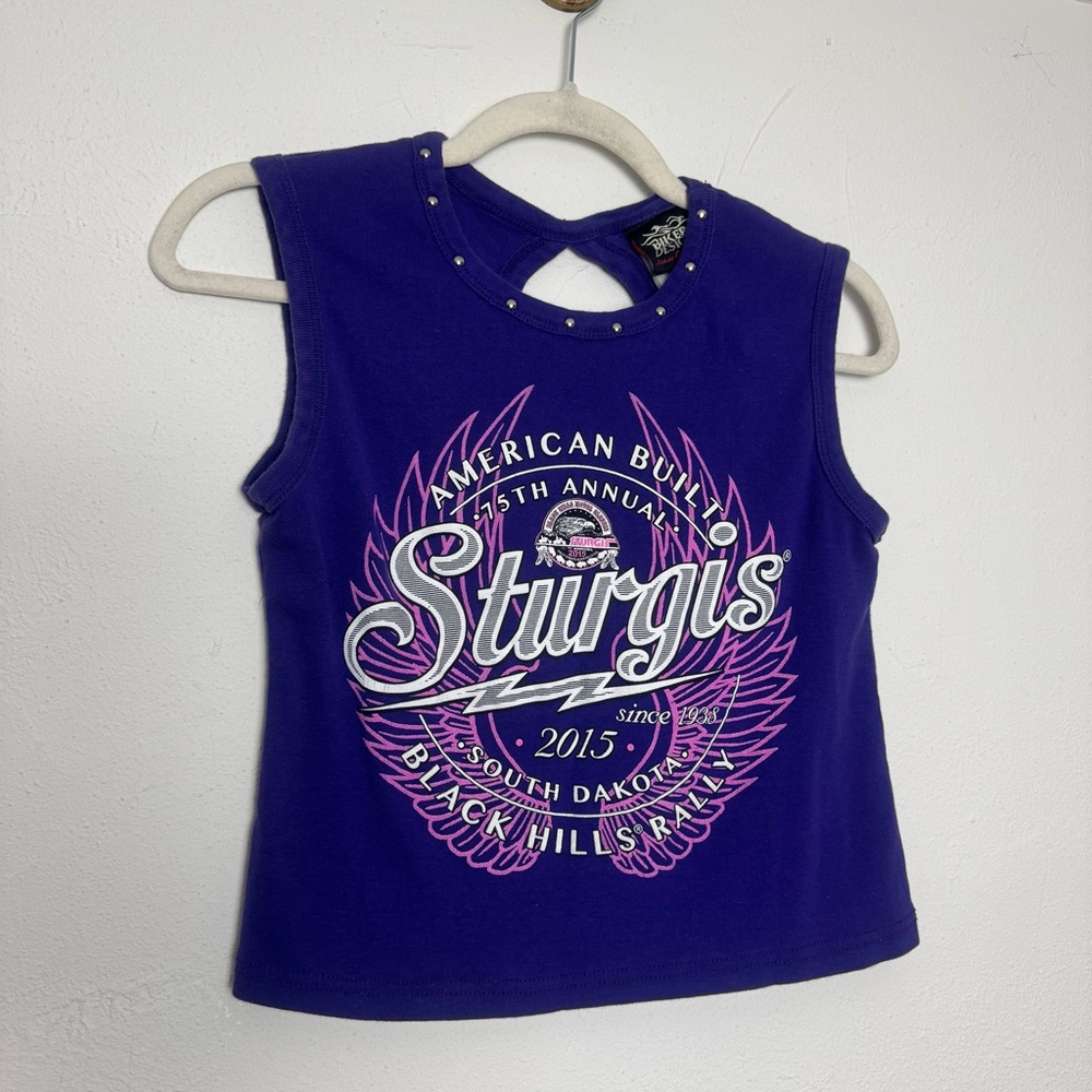 Biker Sturgis American Built Anniversary Cropped Tank Top
